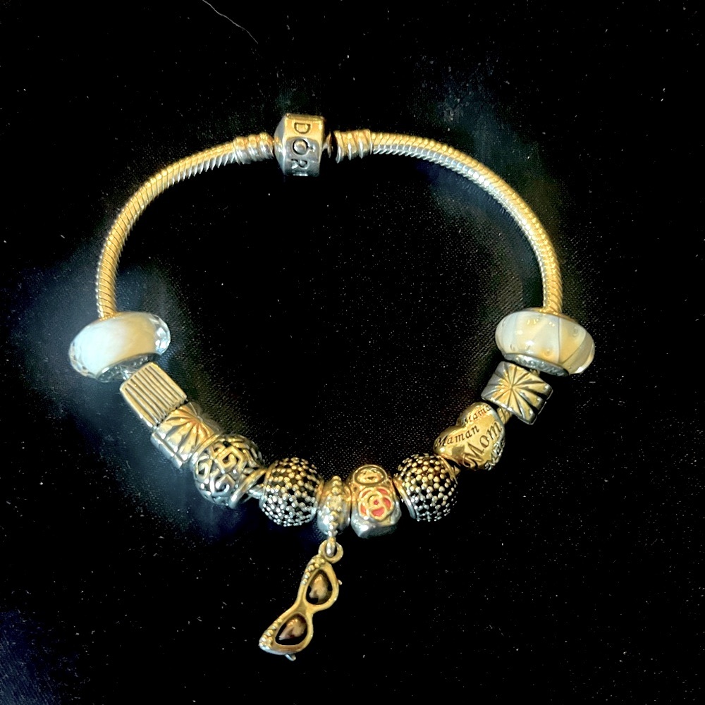 Complete Pandora Bracelet with rare and vintage charms, worth over $900.